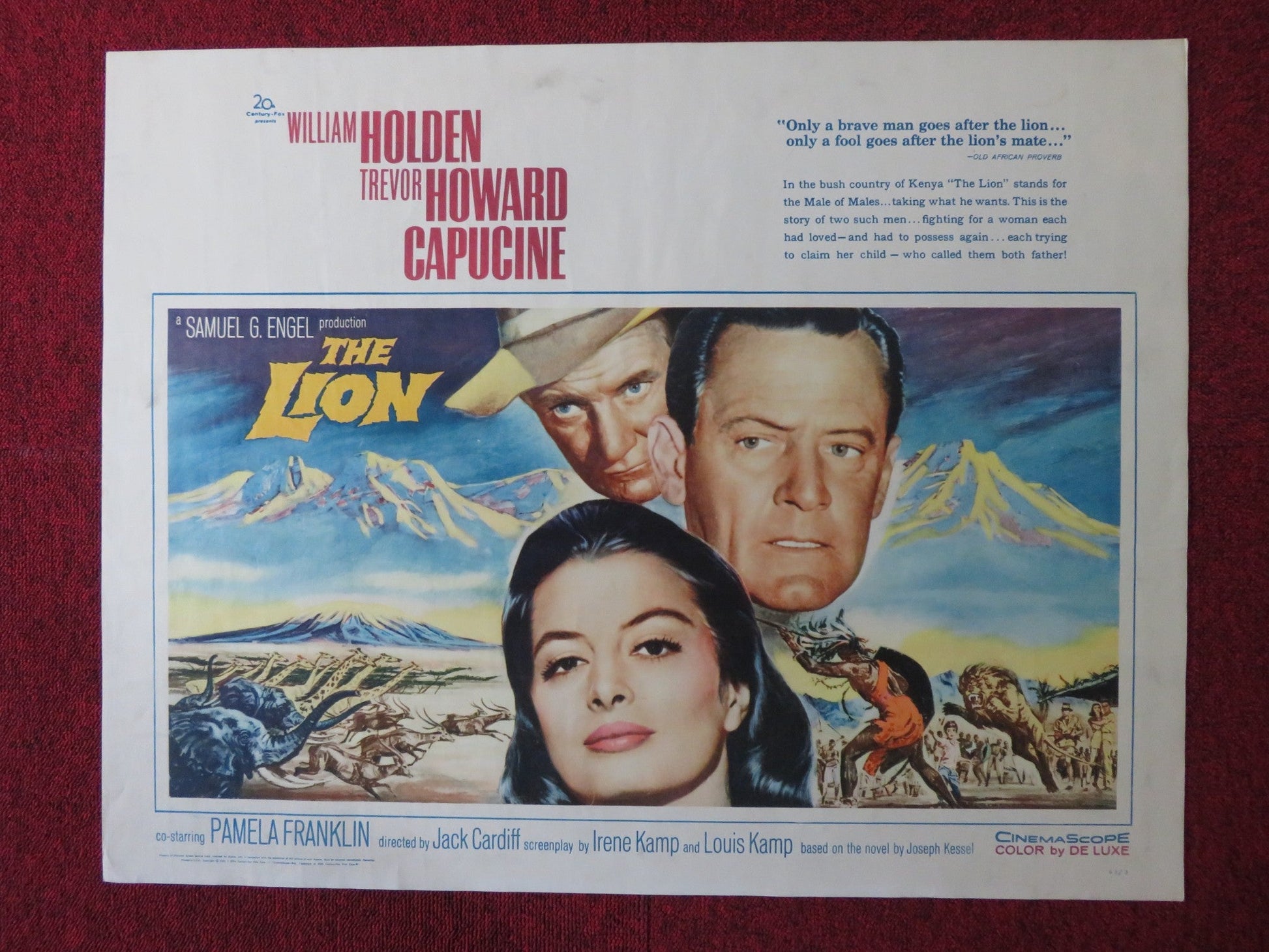 THE LION US HALF SHEET (22"x 28") POSTER WILLIAM HOLDEN TREVOR HOWARD 1963 Rendezvous Cinema Movie posters