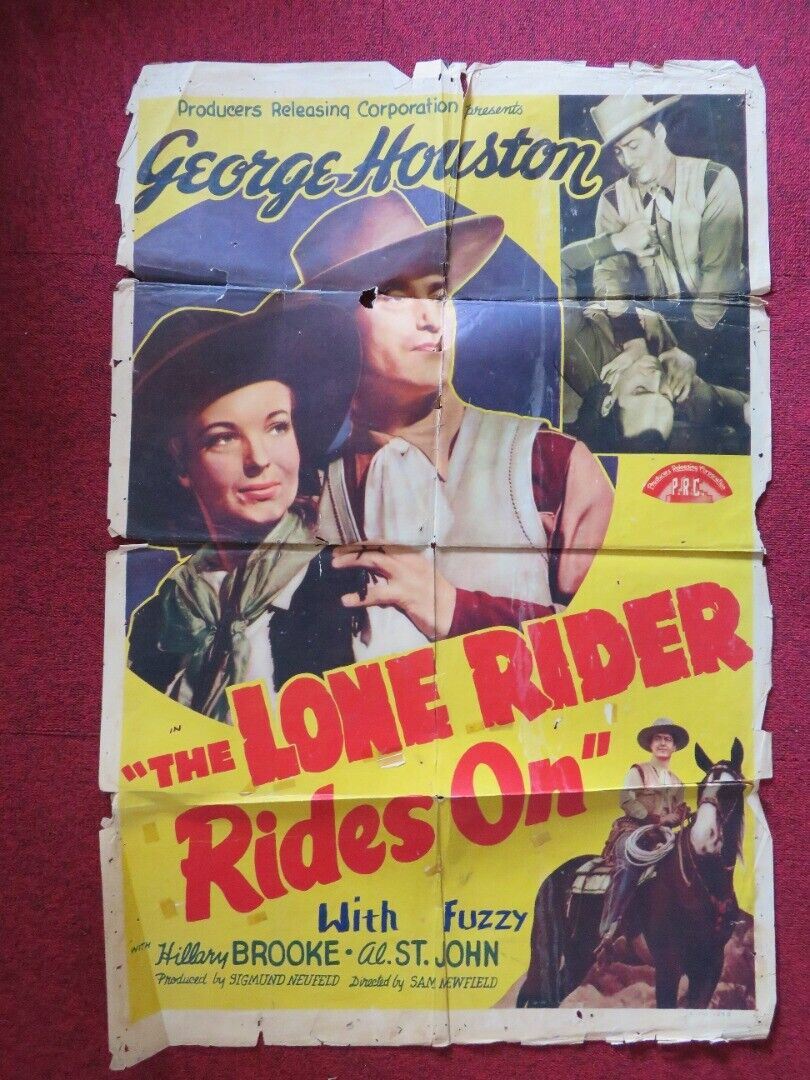 THE LONE RIDER RIDES ON FOLDED US ONE SHEET POSTER GEORGE HOUSTON 1941 Movie posters