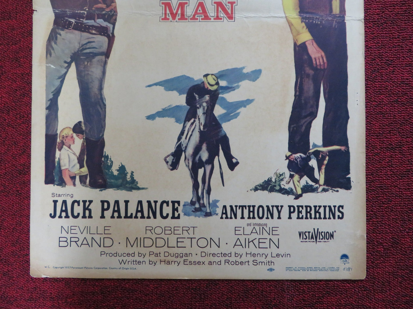 THE LONELY MAN WINDOW CARD (14"x 22") POSTER JACK PALANCE ANTHONY PERKINS 1957 Rendezvous Cinema Movie posters