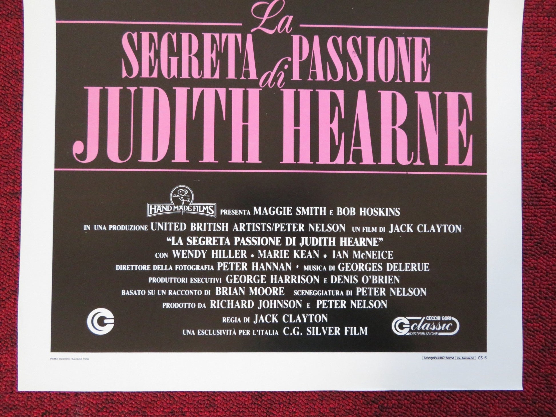 THE LONELY PASSION OF JUDITH HEARNE ITALIAN LOCANDINA (27.5"x13") POSTER 1988 Rendezvous Cinema Movie posters