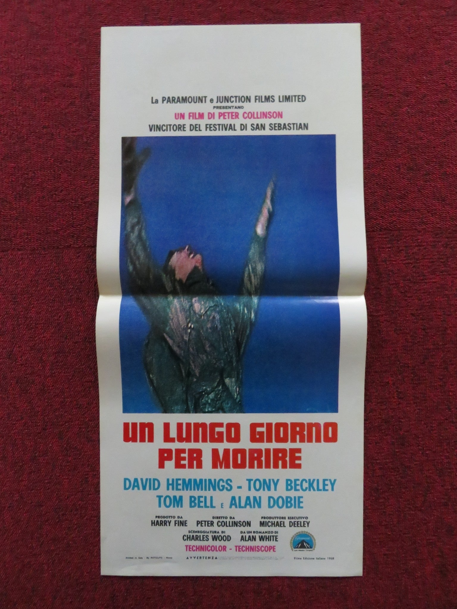 THE LONG DAY'S DYING ITALIAN LOCANDINA POSTER DAVID HEMMINGS TONY BECKLEY 1968 Rendezvous Cinema Movie posters