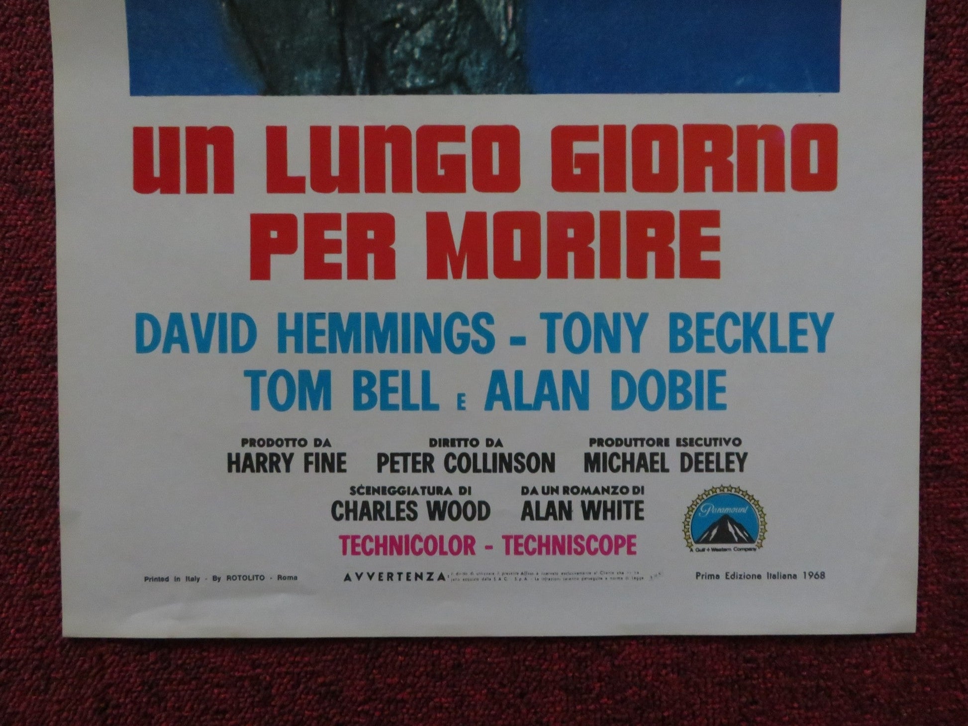 THE LONG DAY'S DYING ITALIAN LOCANDINA POSTER DAVID HEMMINGS TONY BECKLEY 1968 Rendezvous Cinema Movie posters