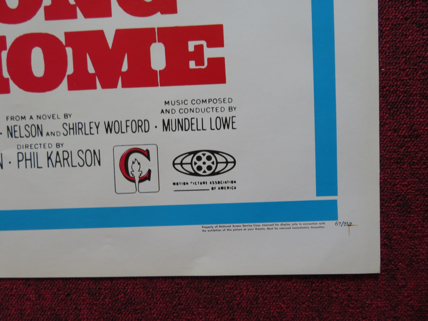 THE LONG RIDE HOME FOLDED US ONE SHEET POSTER GLEN FORD GEORGE HAMILTON 1967 Rendezvous Cinema Movie posters