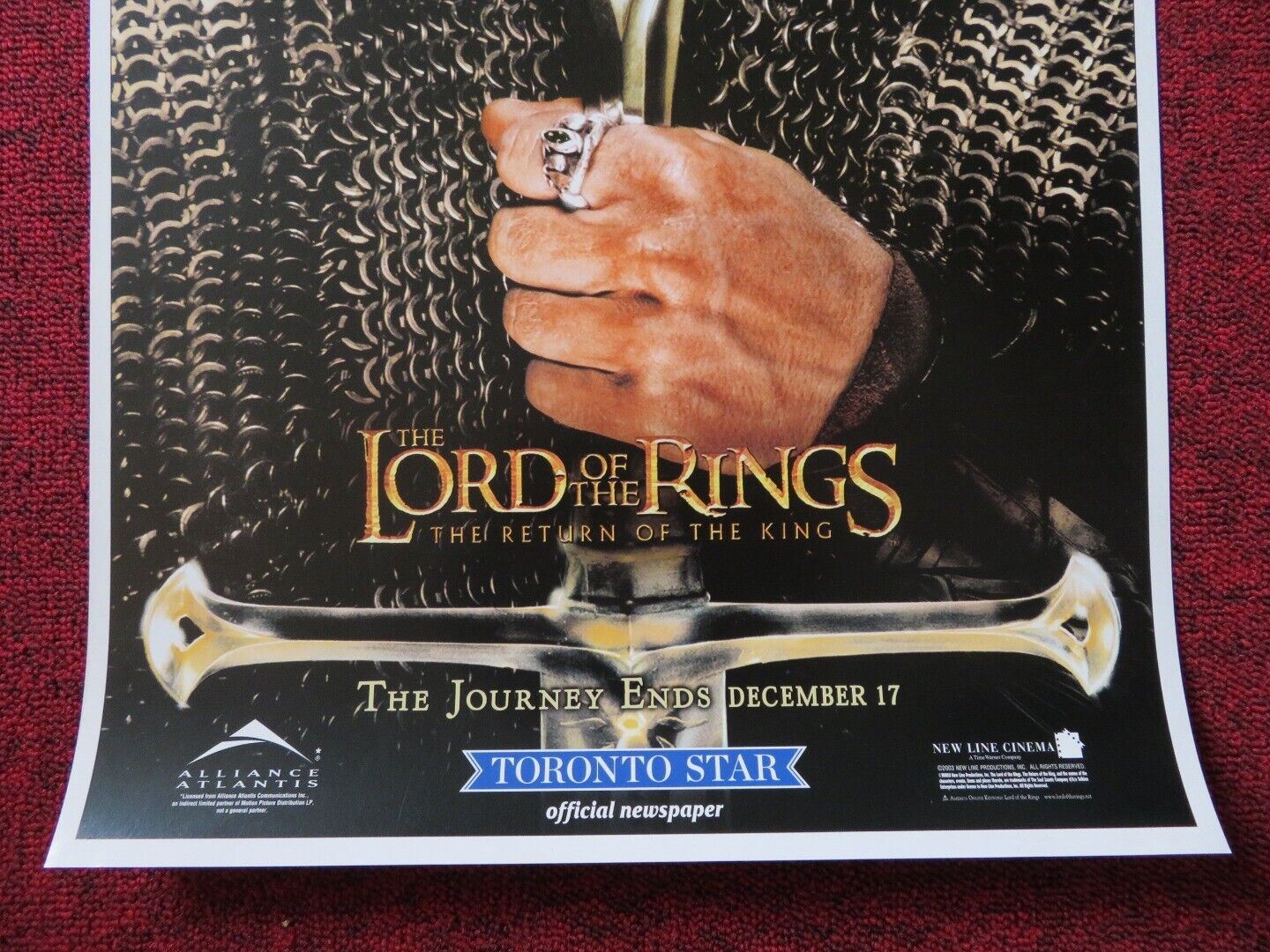 The Lord of the Rings: The Return of the King TWO SIDED US (13.5"x 19.5") POSTER Movie posters