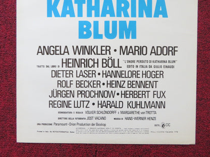 THE LOST HONOR OF KATHARINA BLUM ITALIAN LOCANDINA POSTER ANGELA WINKLER 1975 Rendezvous Cinema Movie posters