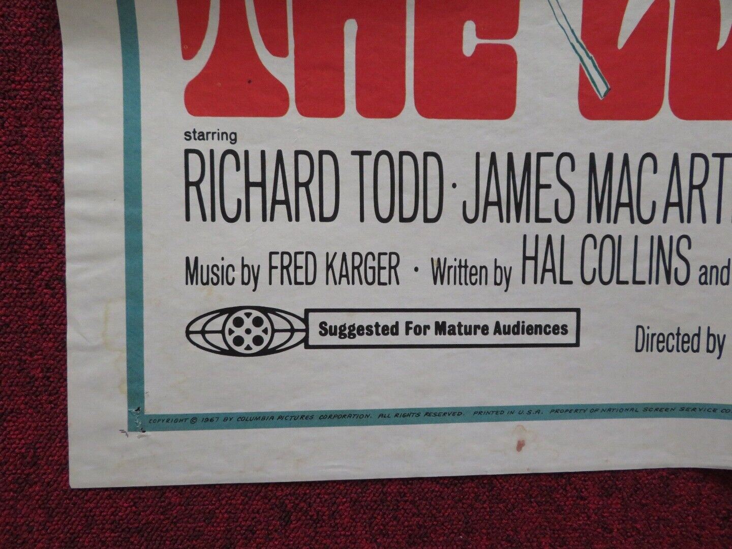 THE LOVE-INS FOLDED US ONE SHEET POSTER RICHARD TODD JAMES MACARTHUR 1967 - Rendezvous Cinema