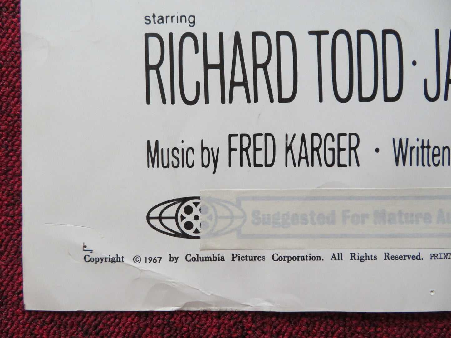 THE LOVE - INS US HALF SHEET (22"x 28") POSTER RICHARD TODD JAMES MACARTHUR 1967 Rendezvous Cinema Movie posters