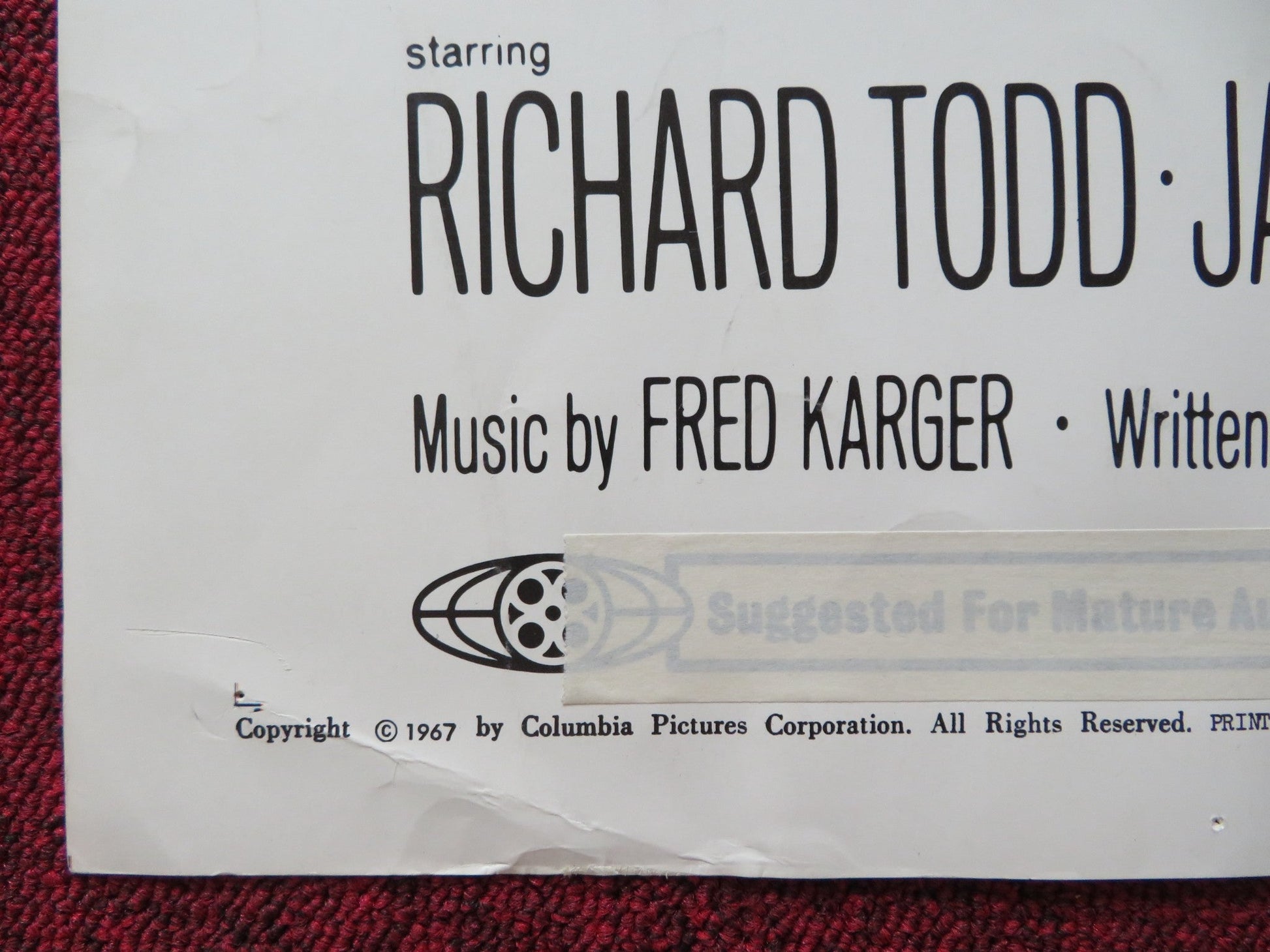 THE LOVE - INS US HALF SHEET (22"x 28") POSTER RICHARD TODD JAMES MACARTHUR 1967 Rendezvous Cinema Movie posters