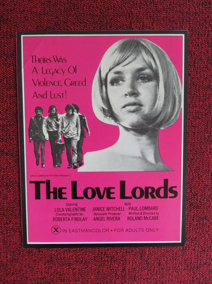 THE LOVE LORDS / Saturday Night Special - UNCUT PRESSBOOK US LOLA VALENTINE 1976 Rendezvous Cinema Movie posters