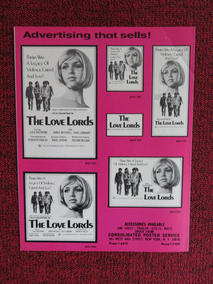THE LOVE LORDS / Saturday Night Special - UNCUT PRESSBOOK US LOLA VALENTINE 1976 Rendezvous Cinema Movie posters