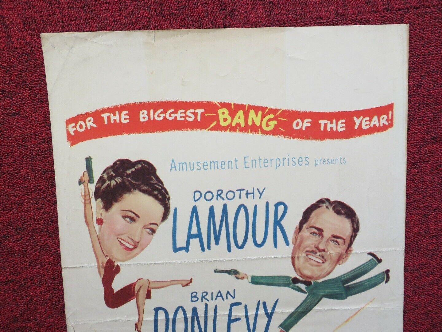 THE LUCKY STIFF US INSERT (14"x 36") POSTER DOROTHY LAMOUR BRIAN DONLEVY 1948 Movie posters