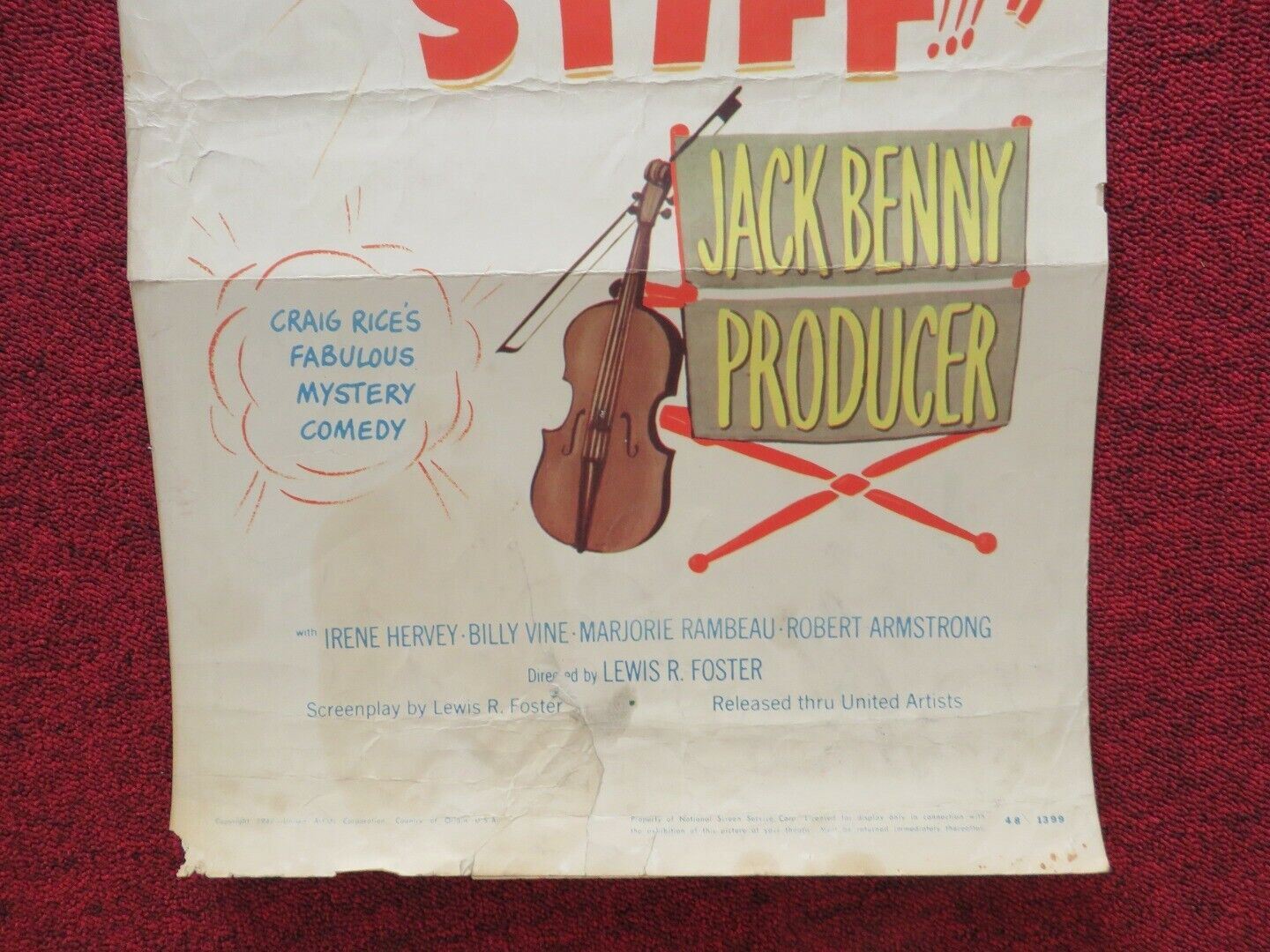 THE LUCKY STIFF US INSERT (14"x 36") POSTER DOROTHY LAMOUR BRIAN DONLEVY 1948 Movie posters