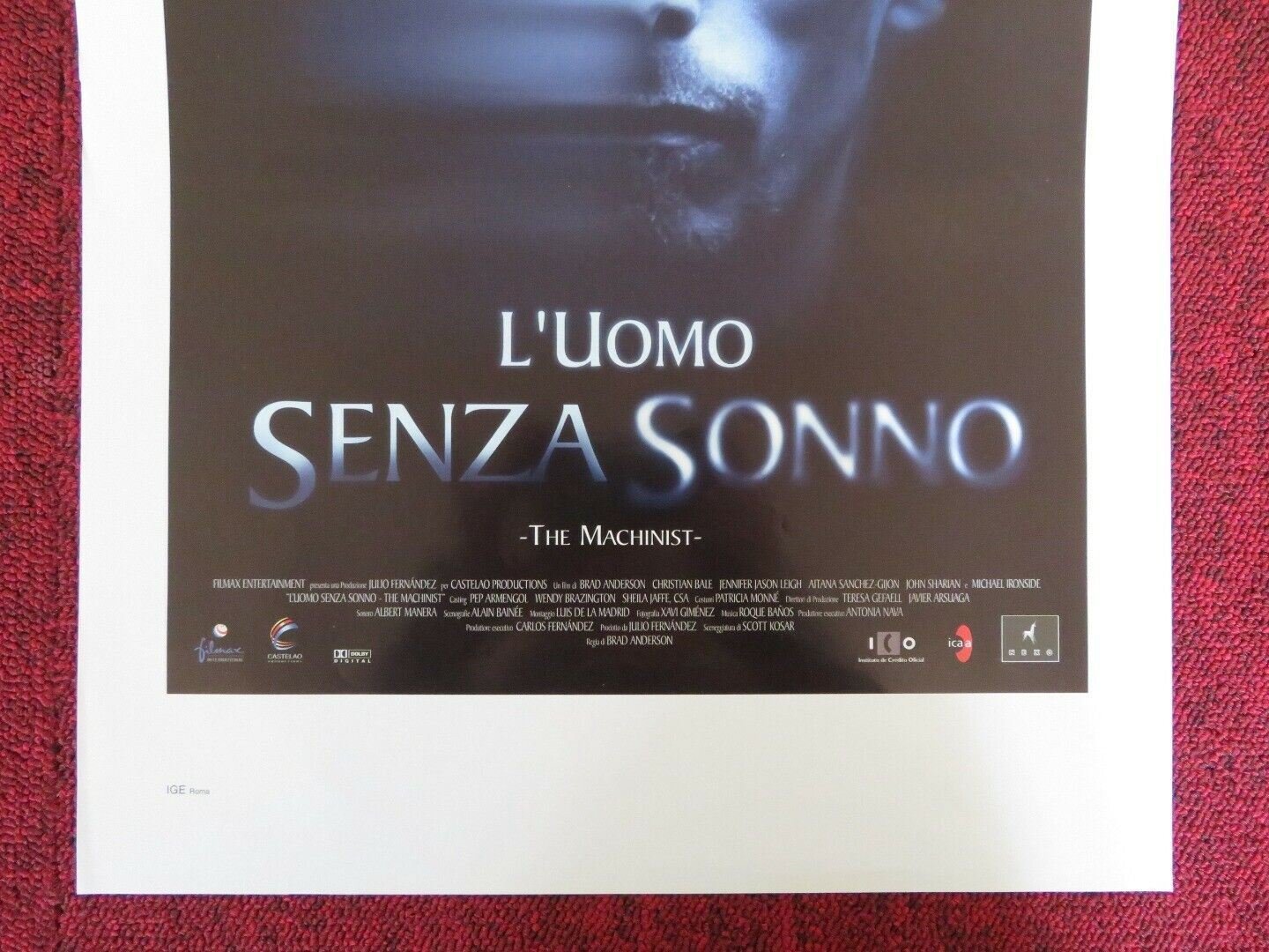 THE MACHINIST ITALIAN LOCANDINA (27.5"x13") POSTER CHRISTIAN BALE 2004 Movie posters