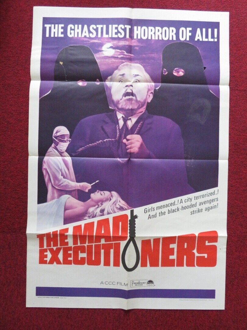 THE MAD EXECUTIONERS FOLDED US ONE SHEET POSTER HANSJORG FELMY MARIA PERSCHY '65 Movie posters