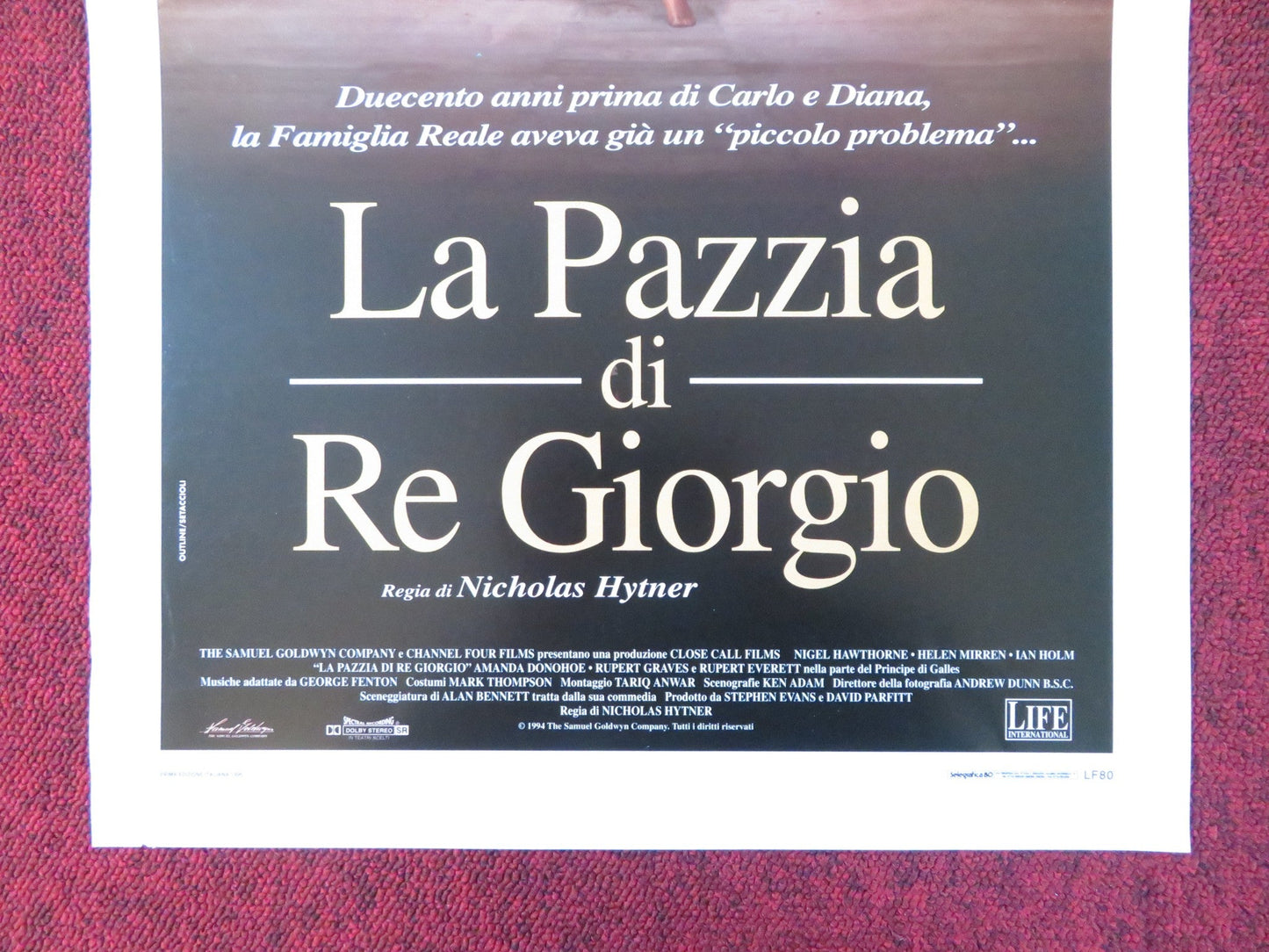 THE MADNESS OF KING GEORGE ITALIAN LOCANDINA POSTER NIGEL HAWTHORNE 1995 Rendezvous Cinema Movie posters