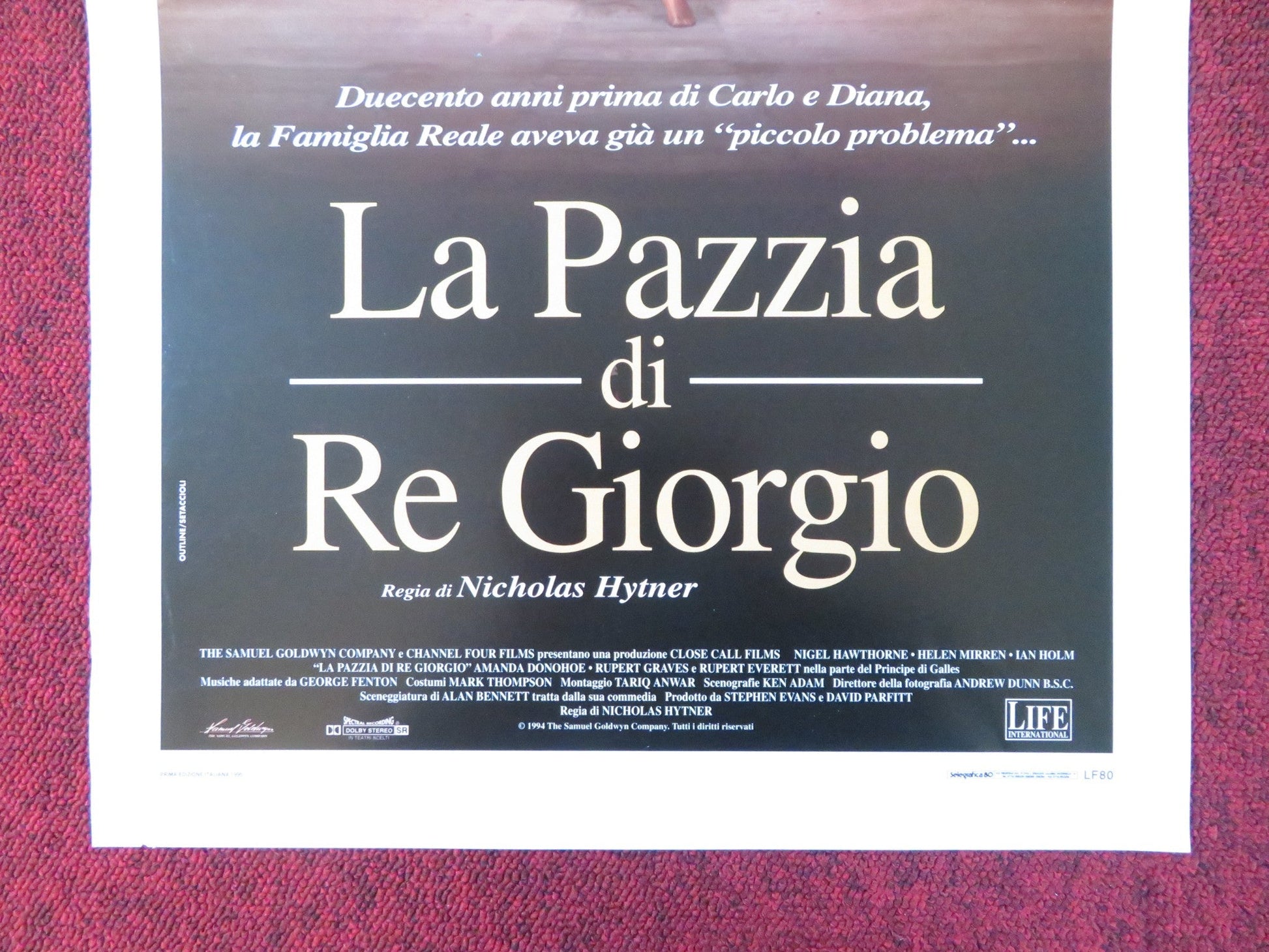 THE MADNESS OF KING GEORGE ITALIAN LOCANDINA POSTER NIGEL HAWTHORNE 1995 Rendezvous Cinema Movie posters