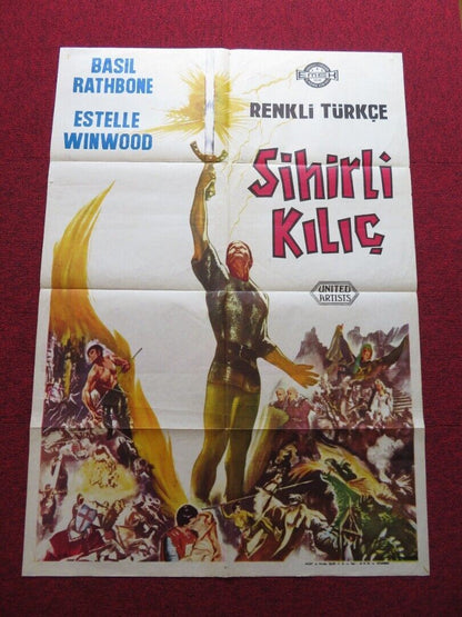 THE MAGIC SWORD FOLDED TURKISH ONE SHEET POSTER BASIL RATHBONE ESTELLE WINWOOD Movie posters