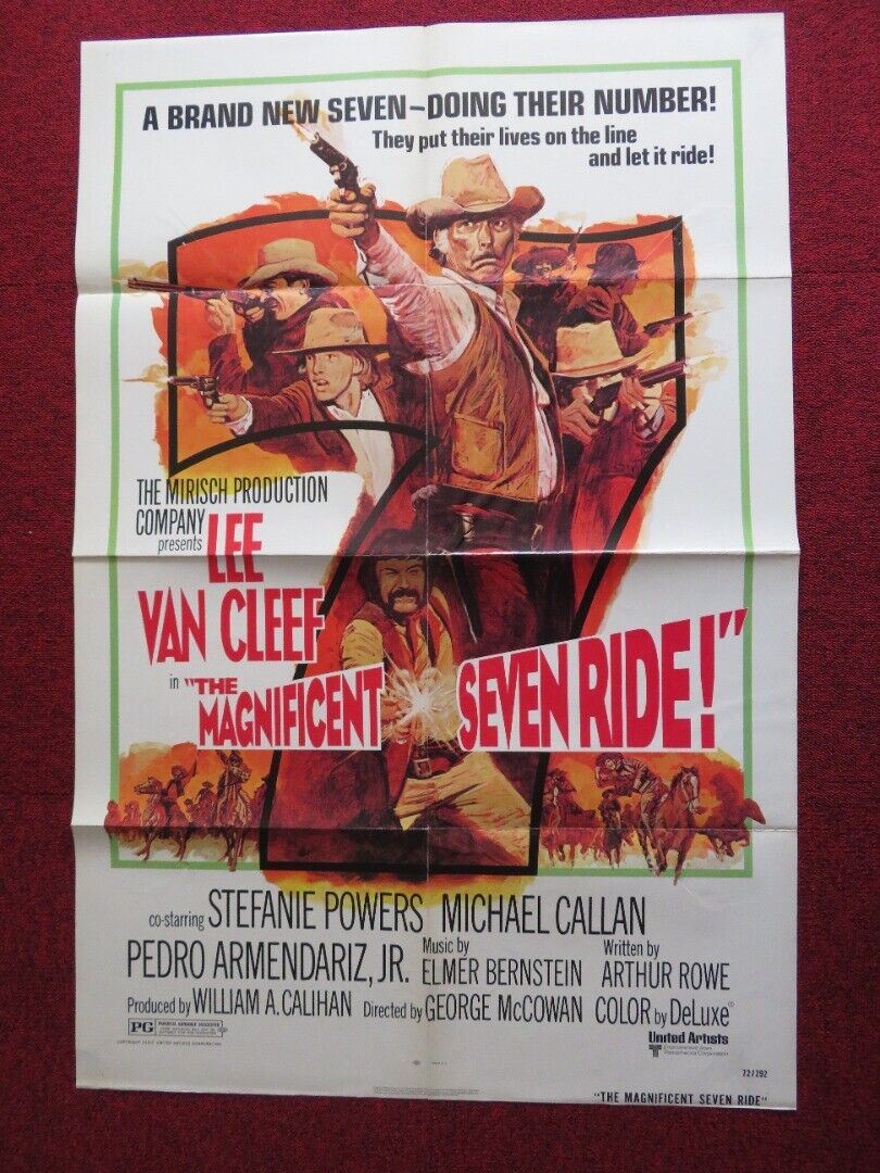 THE MAGNIFICENT SEVEN RIDE US ONE SHEET POSTER LEE VAN CLEEF STEPHANIE POWERS Movie posters