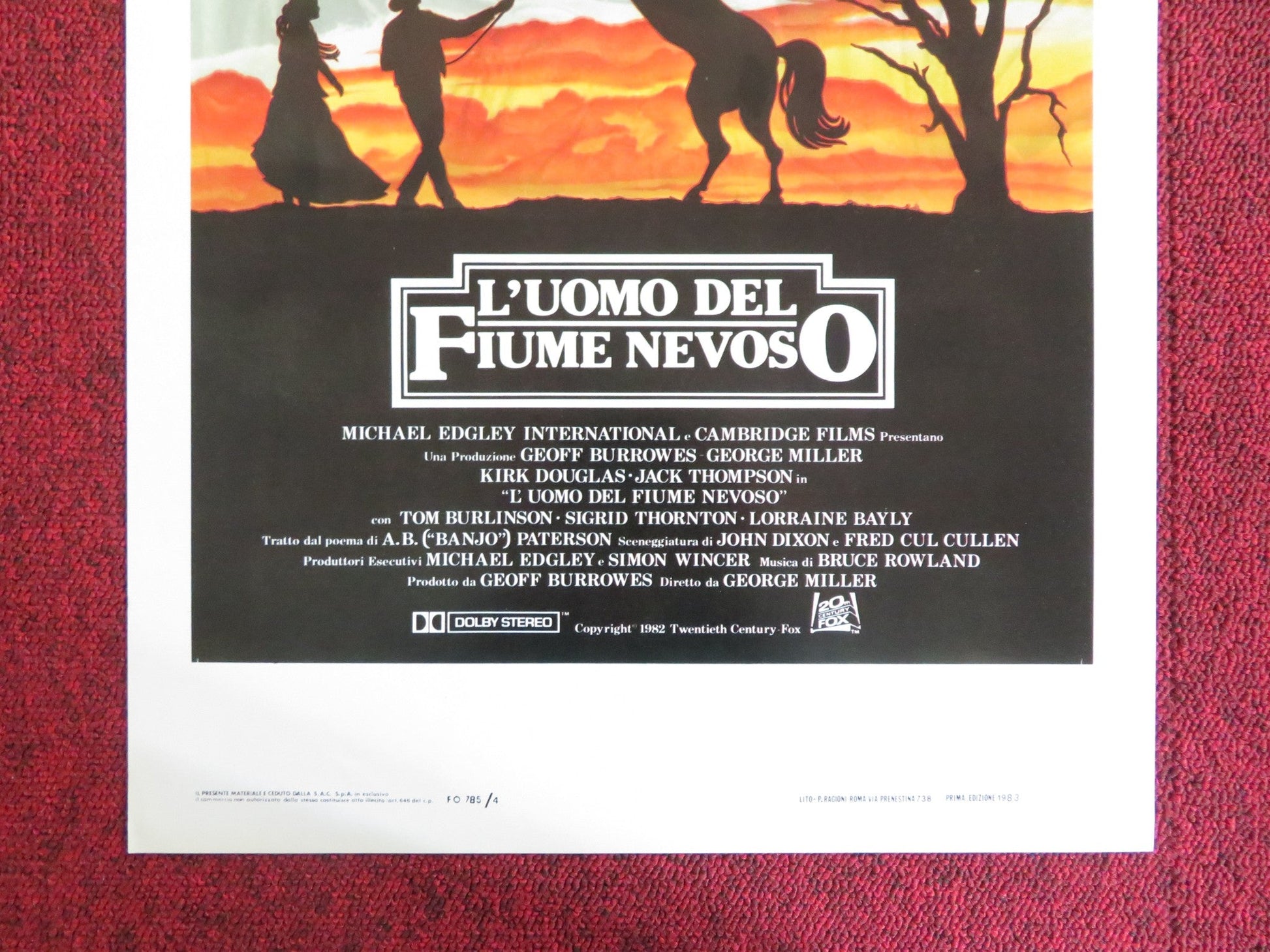 THE MAN FROM SNOWY RIVER ITALIAN LOCANDINA POSTER KIRK DOUGLAS THOMPSON 1983 Rendezvous Cinema Movie posters