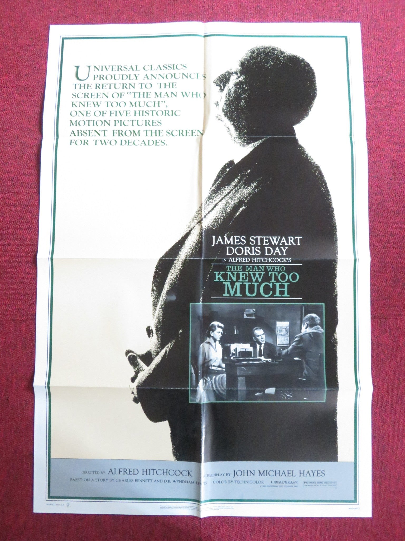 THE MAN WHO KNEW TOO MUCH FOLDED US ONE SHEET POSTER JAMES STEWART DORIS DAY '83 Rendezvous Cinema Movie posters