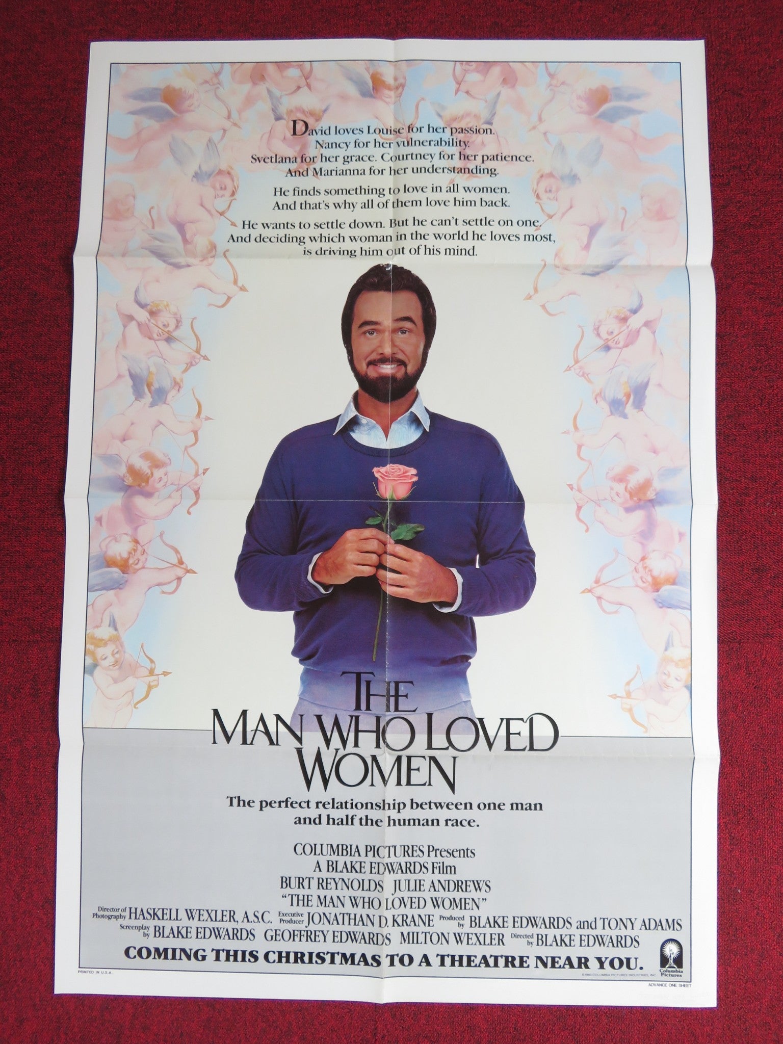 THE MAN WHO LOVED WOMEN - ADVANCE FOLDED US ONE SHEET POSTER BURT REYNOLDS 1986 Rendezvous Cinema Movie posters