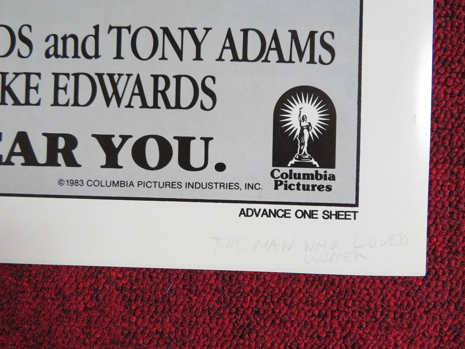 THE MAN WHO LOVED WOMEN - ADVANCE FOLDED US ONE SHEET POSTER BURT REYNOLDS 1986 Rendezvous Cinema Movie posters