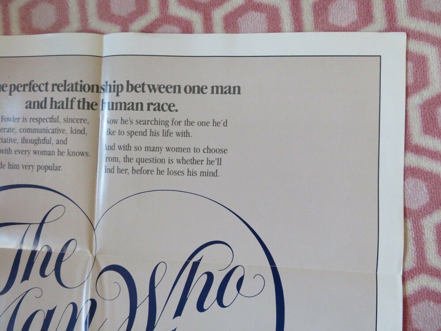 THE MAN WHO LOVED WOMEN FOLDED US ONE SHEET POSTER BURT REYNOLDS J ANDREWS 1983 Movie posters