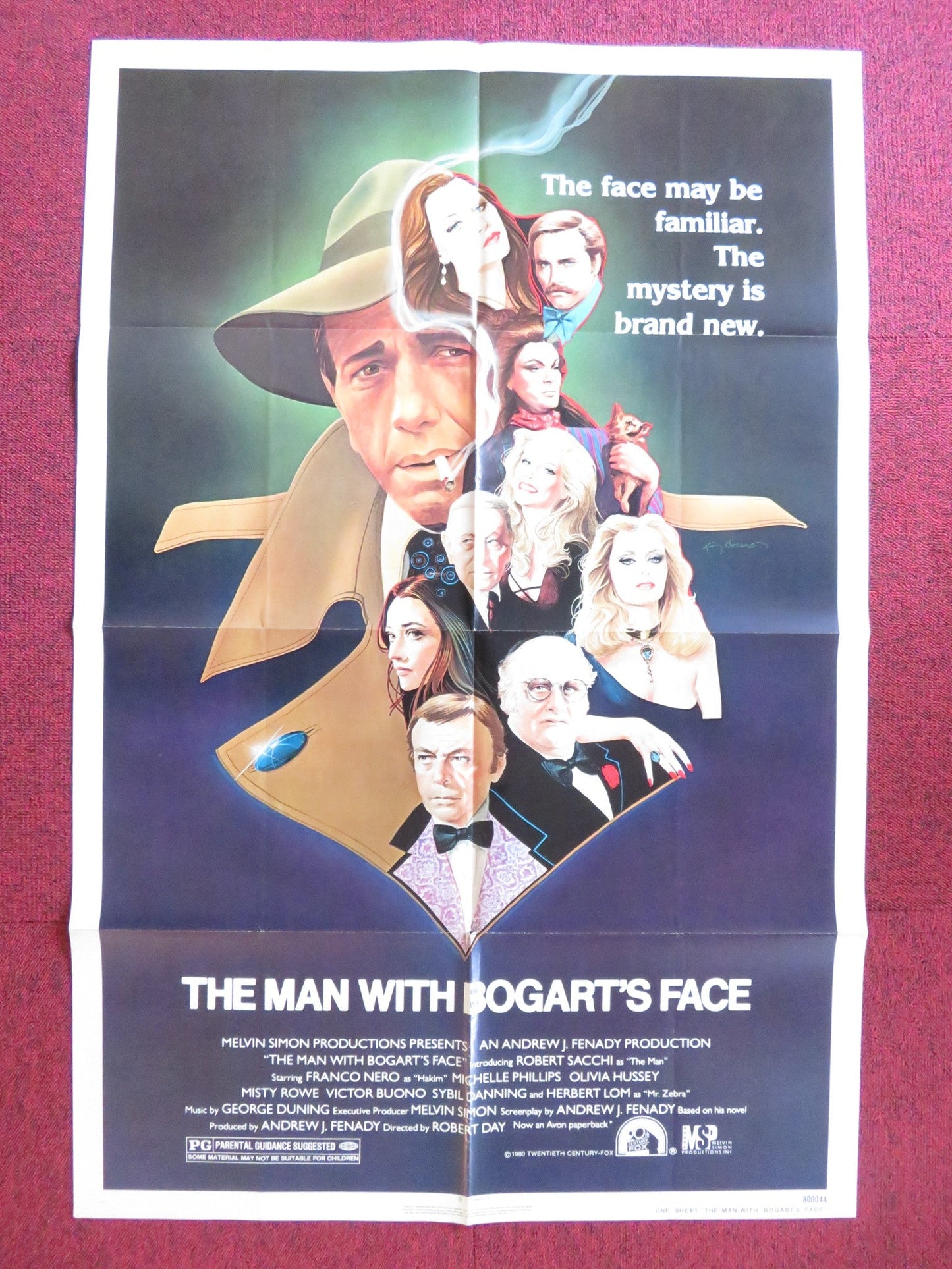THE MAN WITH BOGART'S FACE FOLDED US ONE SHEET POSTER ROBERT SACCHI F. NERO 1980 Rendezvous Cinema Movie posters