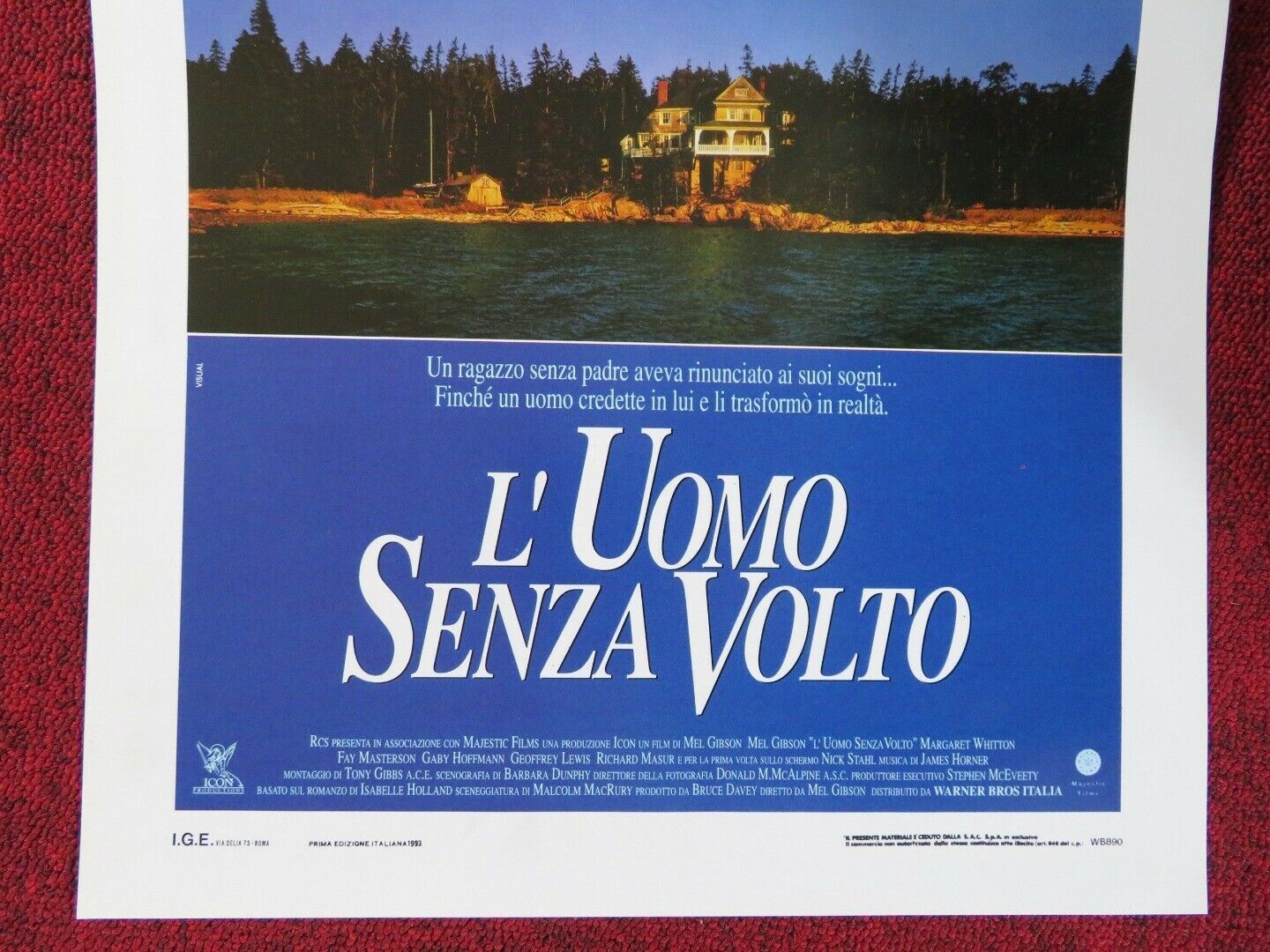 THE MAN WITHOUT A FACE ITALIAN LOCANDINA (27.5"x13") POSTER MEL GIBSON 1993 Movie posters