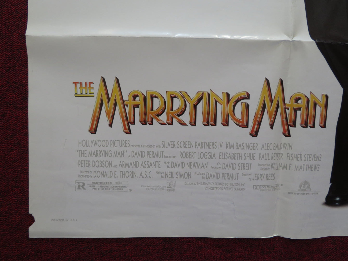 THE MARRYING MAN FOLDED US ONE SHEET POSTER ALEC BALDWIN KIM BASINGER 1991 Rendezvous Cinema Movie posters