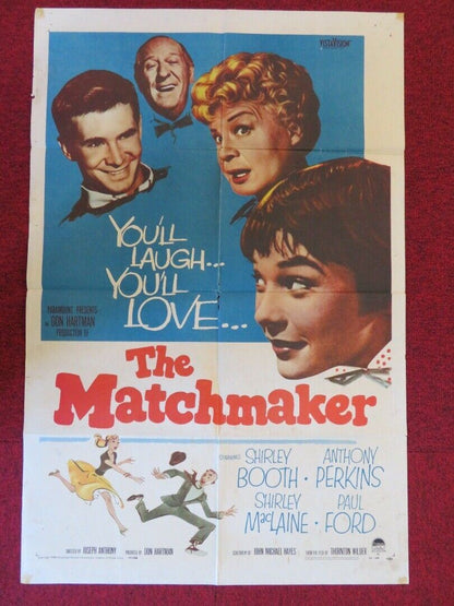 THE MATCHMAKER FOLDED US ONE SHEET POSTER SHIRLEY BOOTH ANTHONY PERKINS 1958 Movie posters