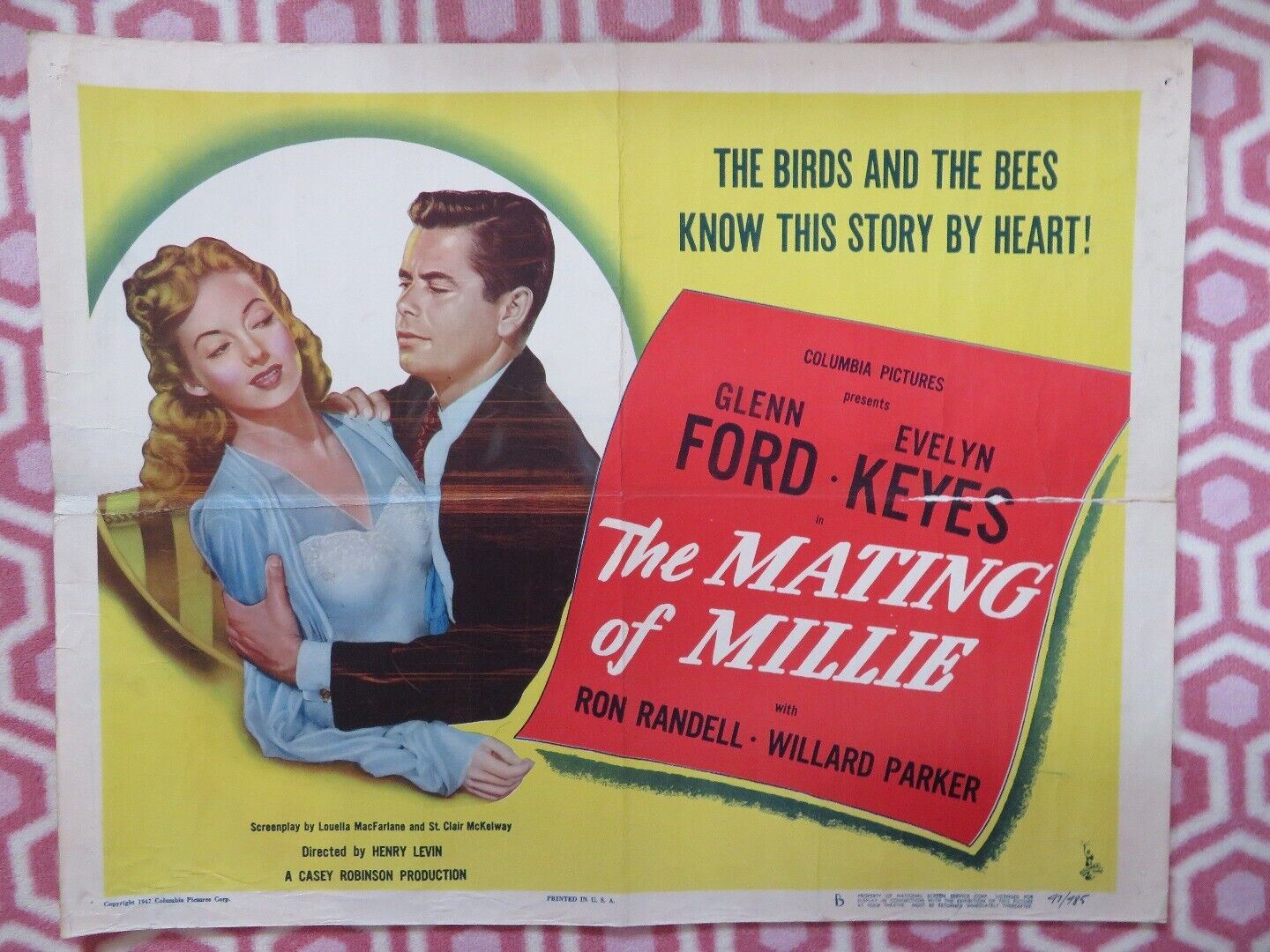 THE MATING OF MILLIE US HALF SHEET (22"x 28") POSTER GLENN FORD EVELYN 1947 - Rendezvous Cinema