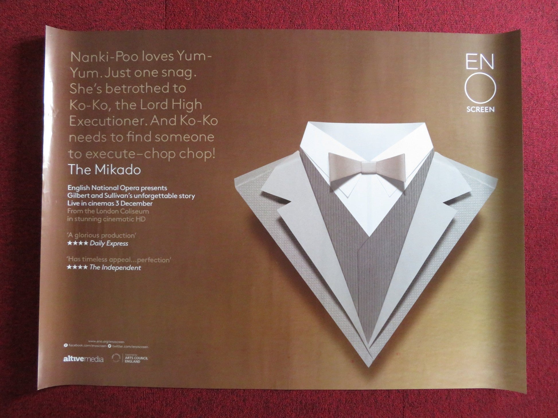 THE MIKADO ENGLISH NATIONAL OPERA UK QUAD (30"x 40") ROLLED POSTER 2015 Rendezvous Cinema Movie posters