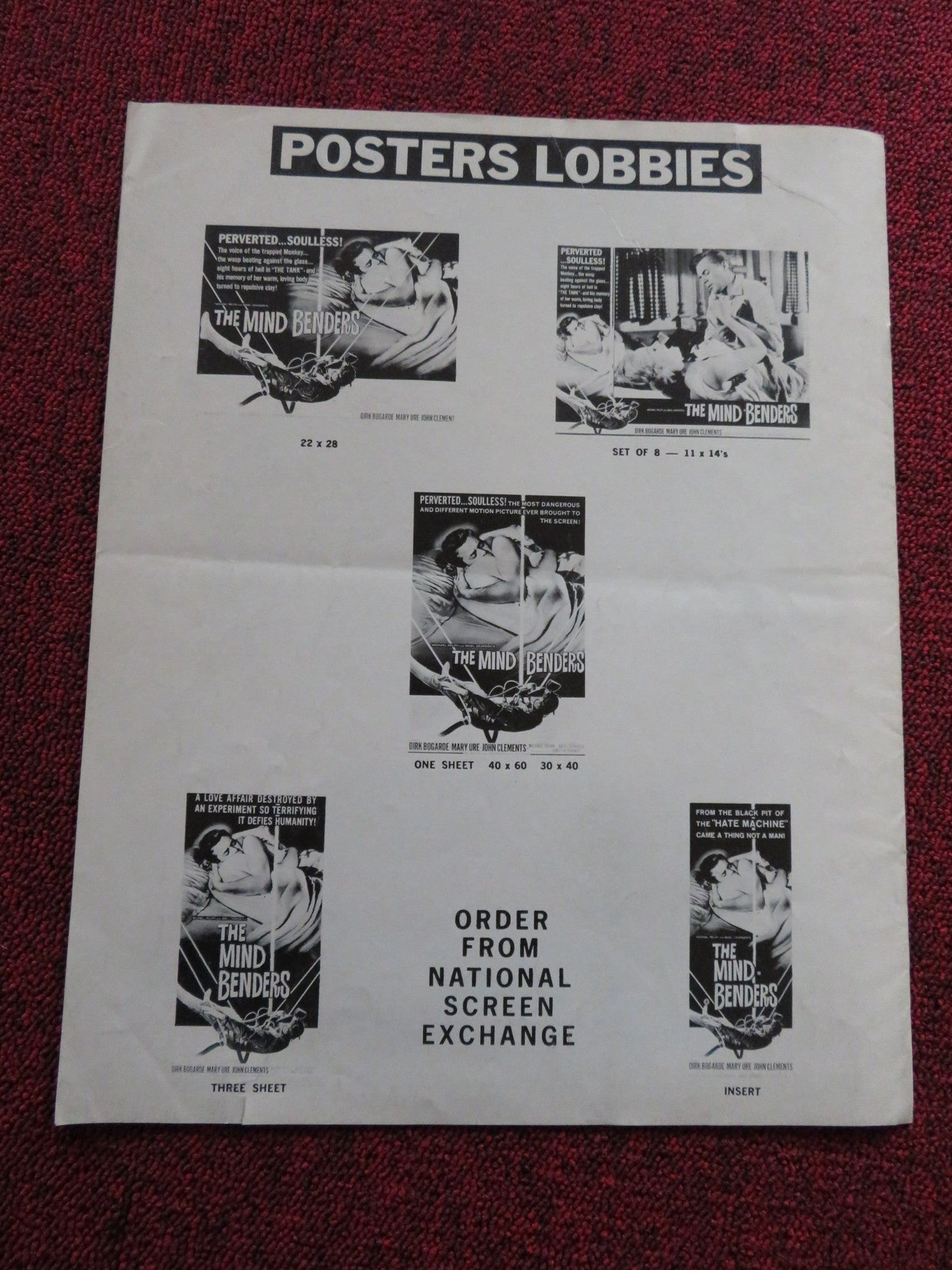 THE MIND BENDERS US PRESSBOOK UNCUT DIRK BOGADE MARY URE 1963 Rendezvous Cinema Movie posters