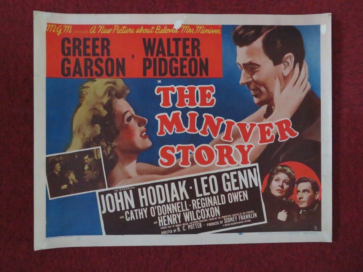 THE MINIVER STORY US HALF SHEET (22"x 28") POSTER GREER GARSON 1950 Movie posters