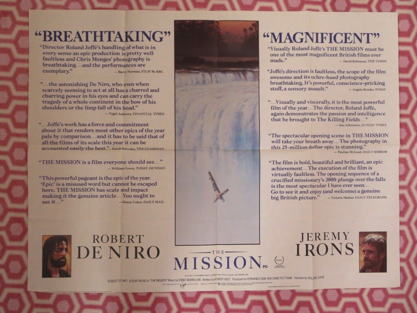THE MISSION BRITISH QUAD (30 x 40) POSTER ROBERT DENIRO JEREMY IRONS 1986 Movie posters