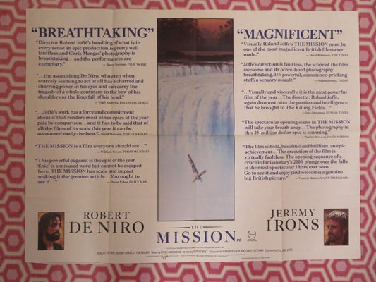 THE MISSION BRITISH QUAD (30 x 40) POSTER ROBERT DENIRO JEREMY IRONS 1986 Movie posters