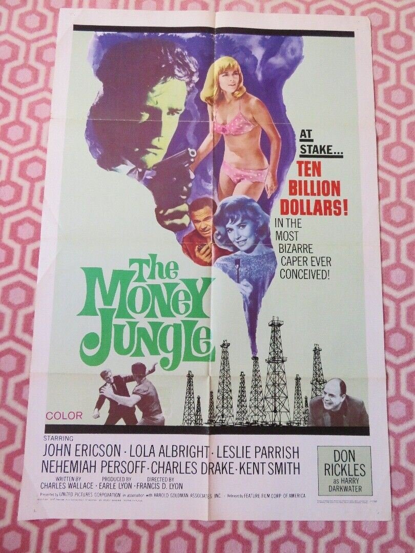 THE MONEY JUNGLE FOLDED US ONE SHEET POSTER JOHN ERICSON LOLA ALBRIGHT 1967 Movie posters