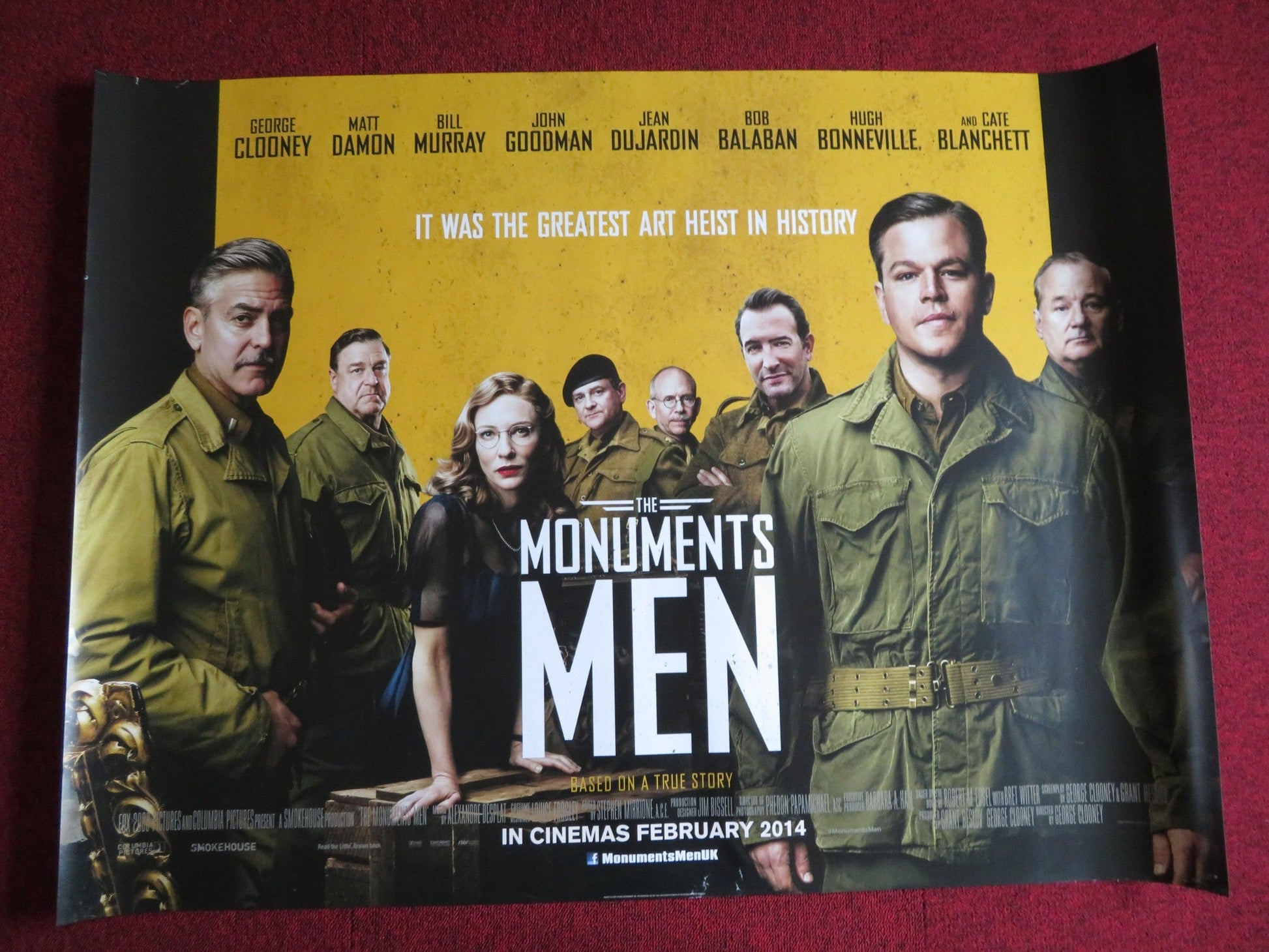 THE MONUMENTS MEN UK QUAD (30"x 40") ROLLED POSTER GEORGE CLOONEY M. DAMON 2014 Rendezvous Cinema Movie posters