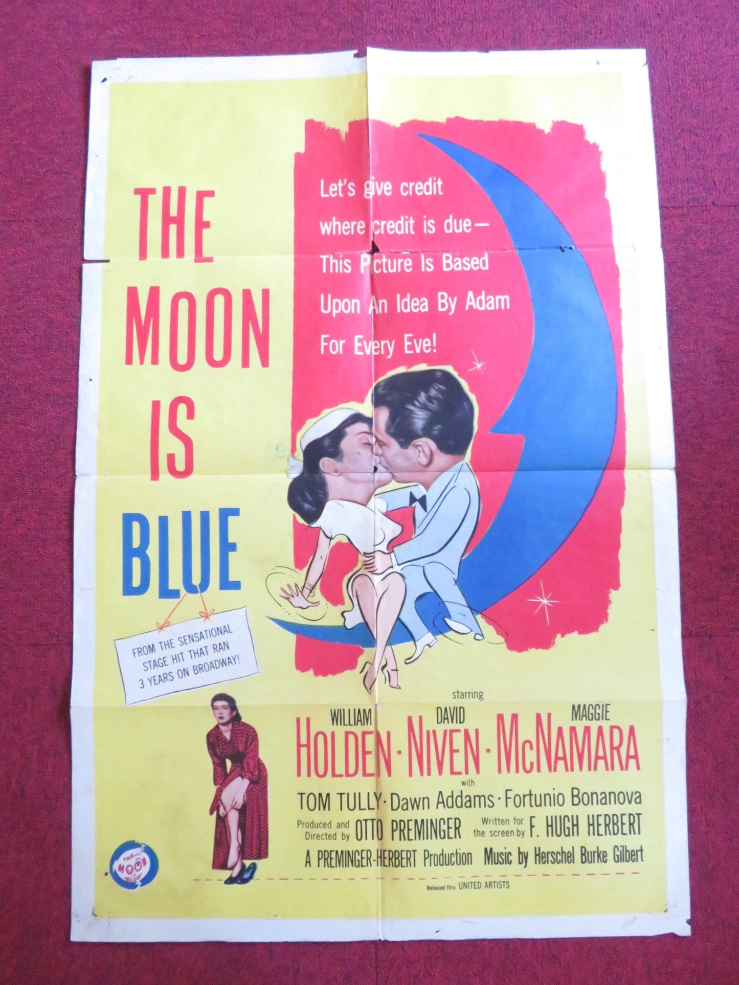 THE MOON IS BLUE FOLDED US ONE SHEET POSTER WILLIAM HOLDEN DAVID NIVEN 1953 Rendezvous Cinema Movie posters