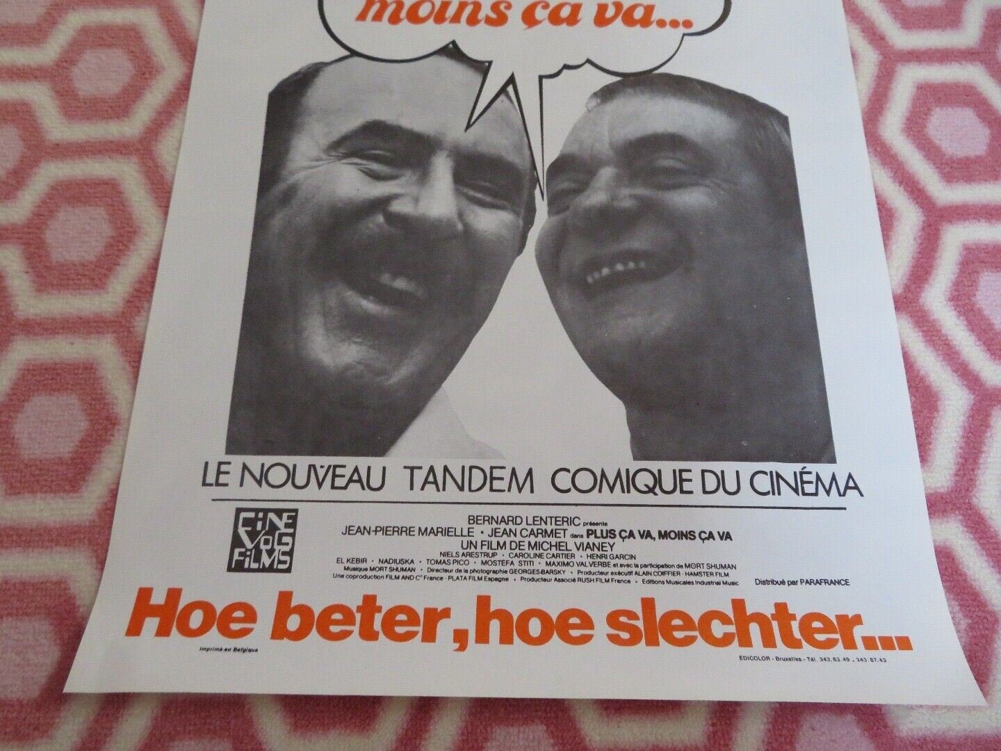 THE MORE IT GOES, THE LESS IT GOES BELGIUM (21.5"x14.5") POSTER JEAN PIERRE 1977 - Rendezvous Cinema