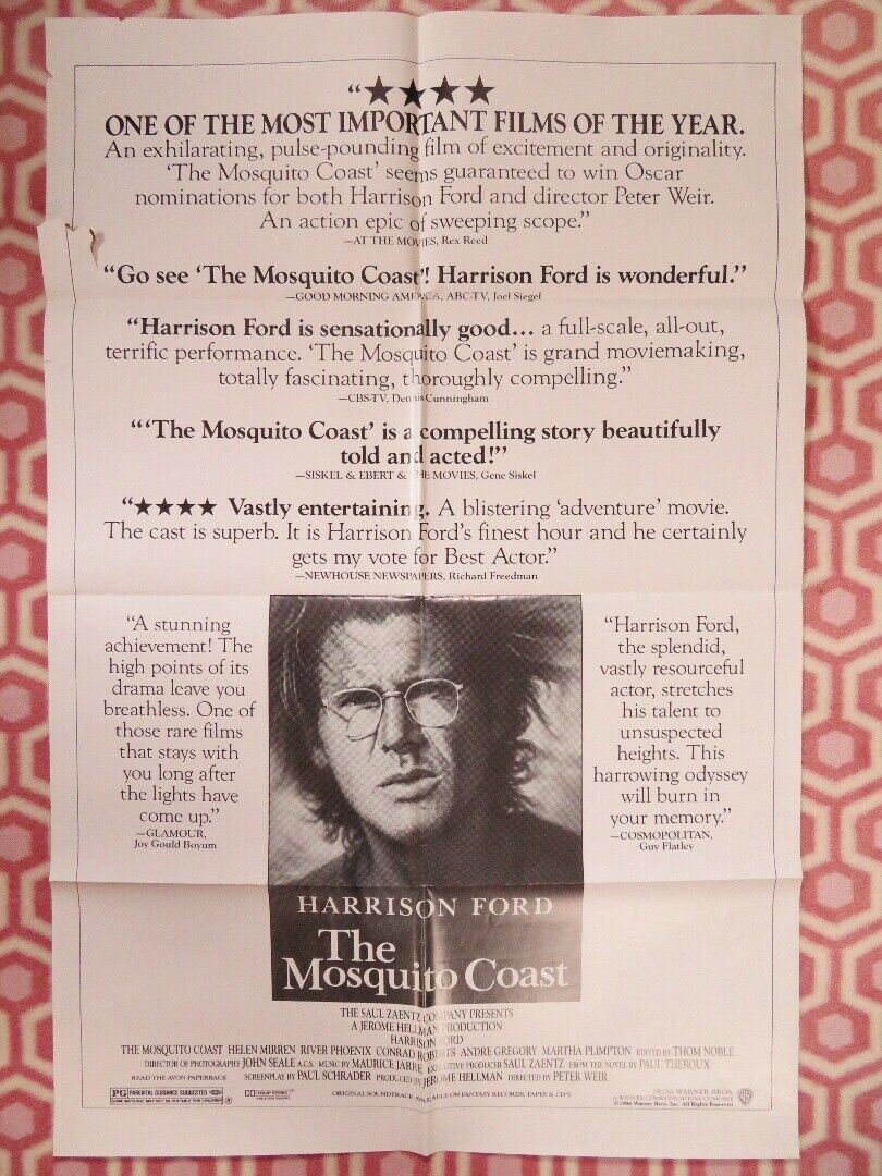 THE MOSQUITO COAST FOLDED US ONE SHEET POSTER HARRISON FORD HELEN MIRREN 1986 Movie posters