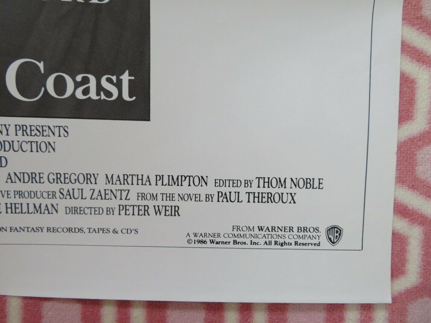 THE MOSQUITO COAST FOLDED US ONE SHEET POSTER HARRISON FORD HELEN MIRREN 1986 Movie posters