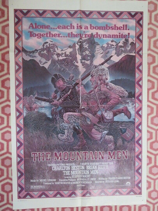 THE MOUNTAIN MEN ONE SHEET POSTER CHARLTON HESTON BRIAN KEITH Movie posters