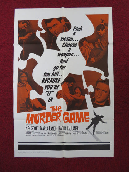 THE MURDER GAME FOLDED US ONE SHEET POSTER KEN SCOTT MARLA LANDI 1965 Rendezvous Cinema Movie posters