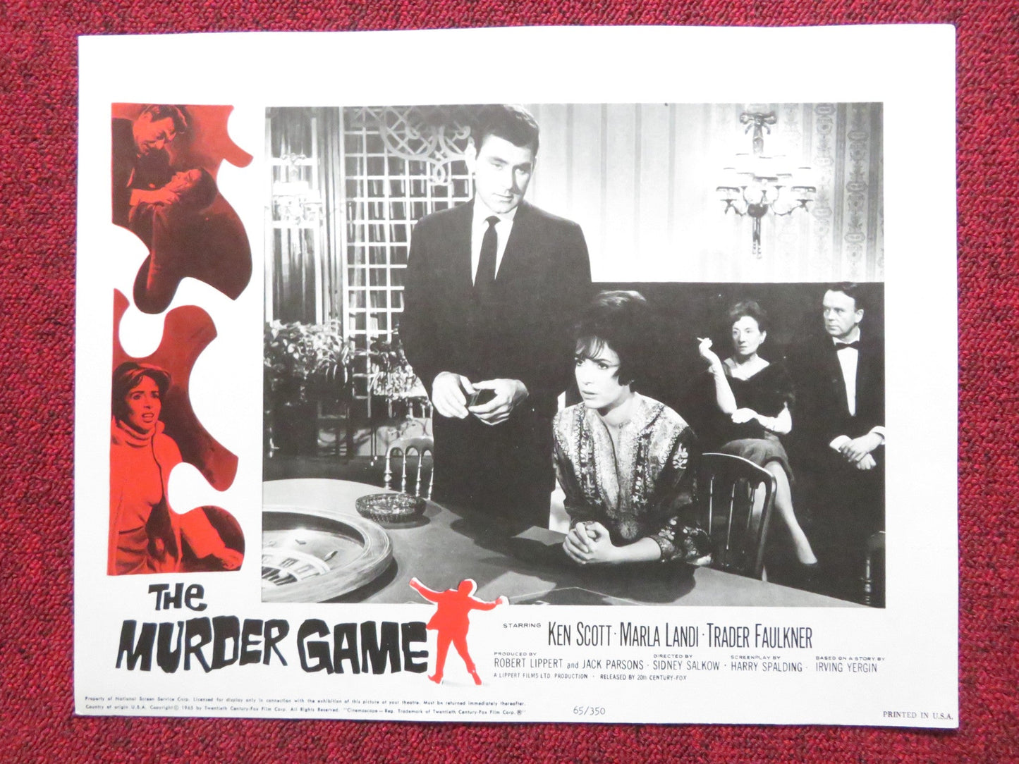 THE MURDER GAME US LOBBY CARD FULL SET KEN SCOTT MARLA LANDI 1965 Rendezvous Cinema Movie posters