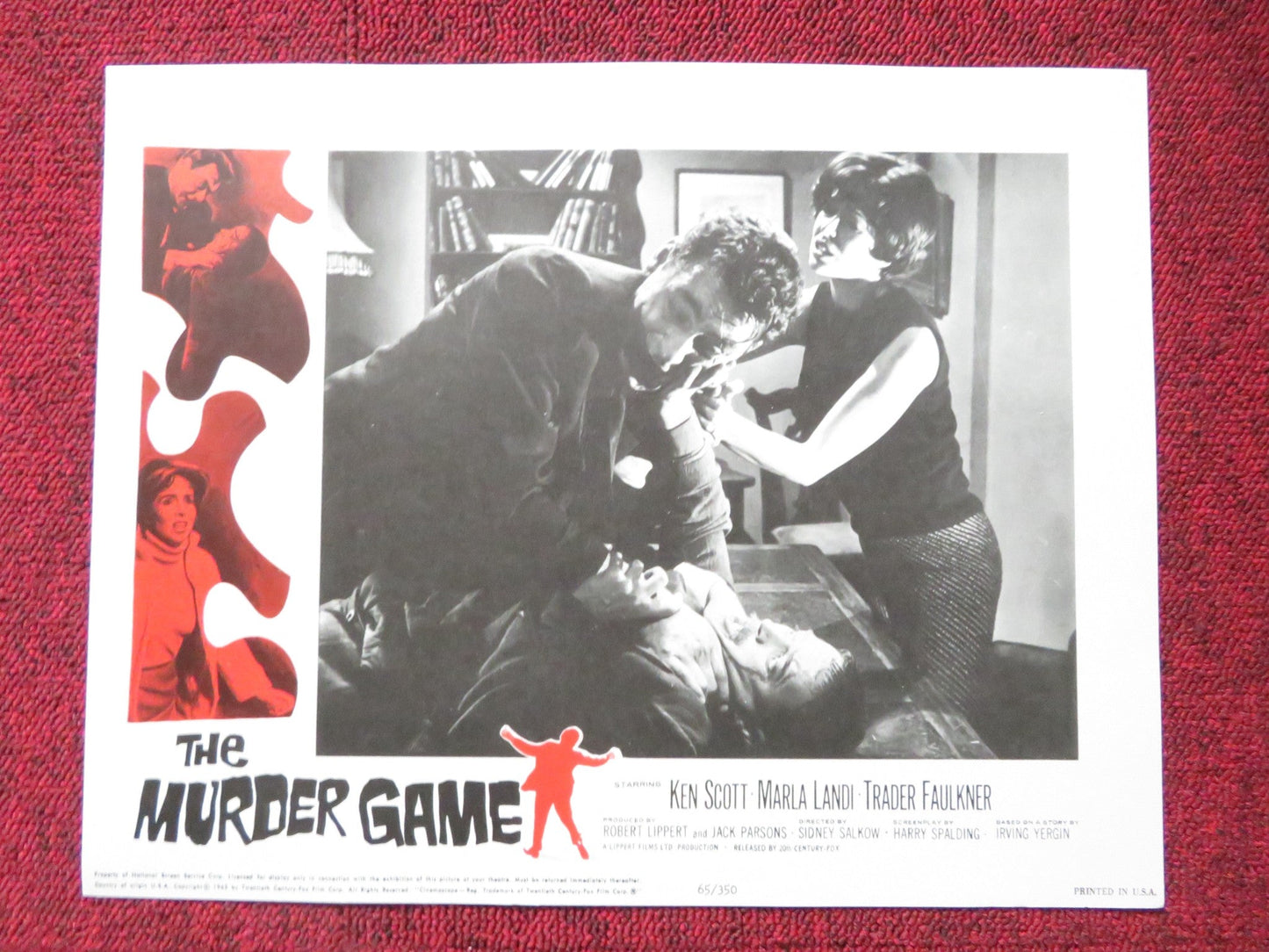 THE MURDER GAME US LOBBY CARD FULL SET KEN SCOTT MARLA LANDI 1965 Rendezvous Cinema Movie posters