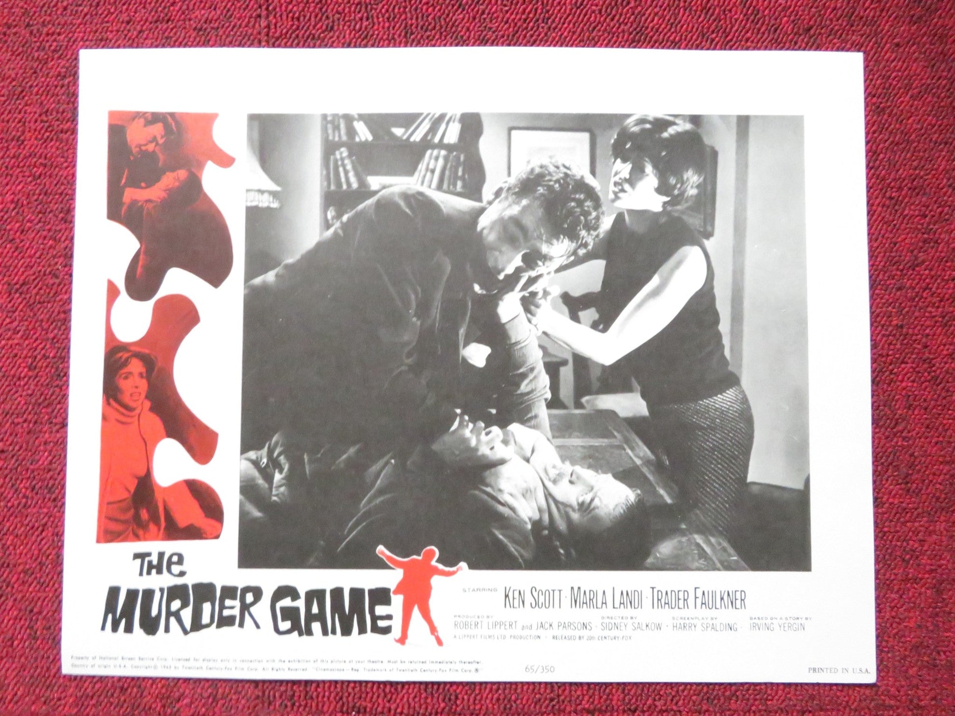 THE MURDER GAME US LOBBY CARD FULL SET KEN SCOTT MARLA LANDI 1965 Rendezvous Cinema Movie posters
