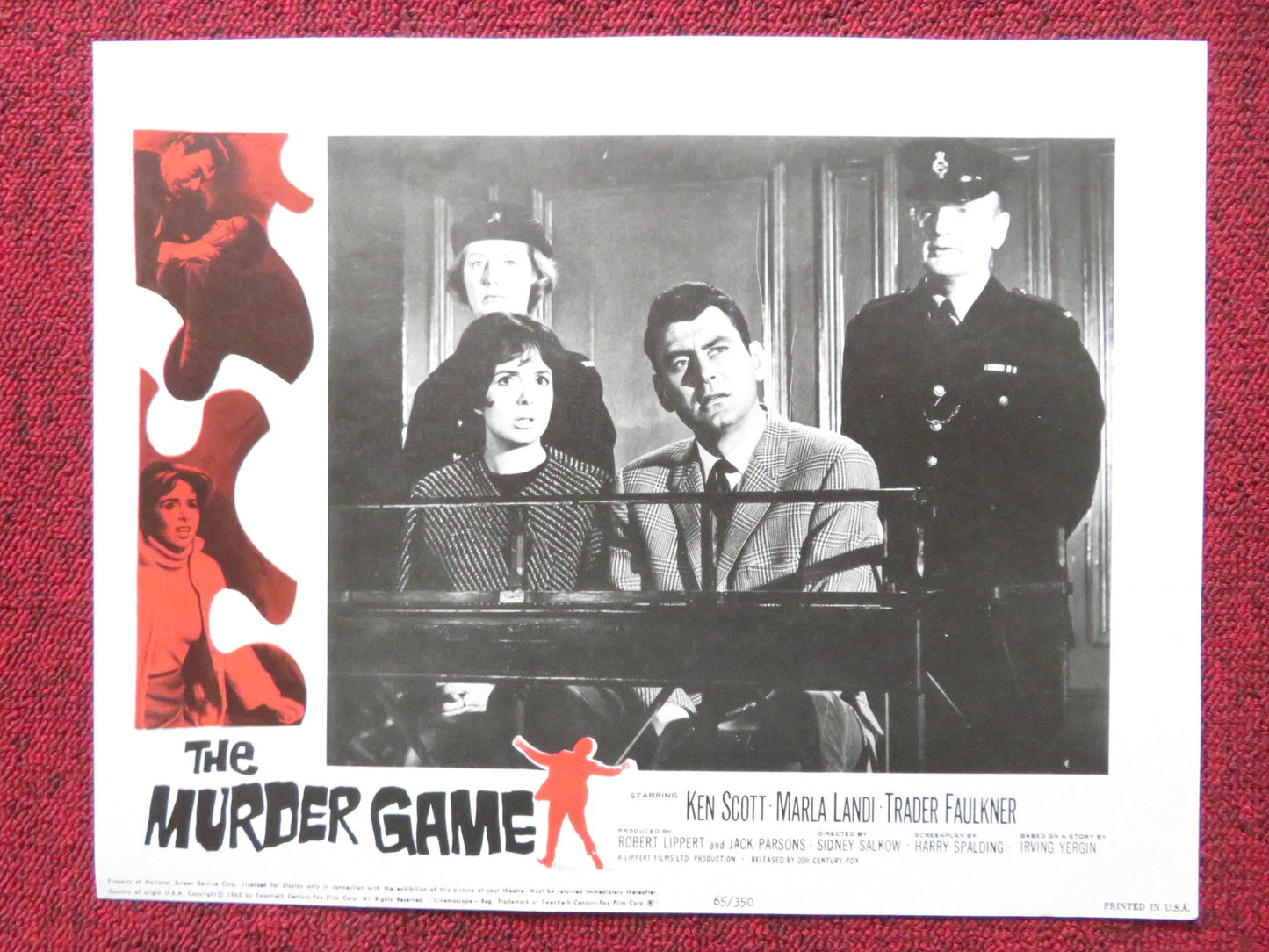 THE MURDER GAME US LOBBY CARD FULL SET KEN SCOTT MARLA LANDI 1965 Rendezvous Cinema Movie posters