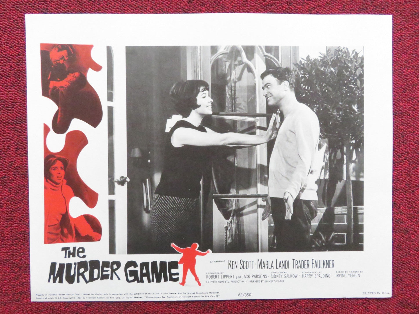 THE MURDER GAME US LOBBY CARD FULL SET KEN SCOTT MARLA LANDI 1965 Rendezvous Cinema Movie posters